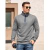 imageCOOFANDY Mens Quarter Zip Pullover Mock Neck Quilted Sweatshirt Casual Long Sleeve Polo SweaterLight Gray