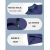 imageCOOFANDY Mens Quarter Zip Pullover Mock Neck Quilted Sweatshirt Casual Long Sleeve Polo SweaterNavy Blue