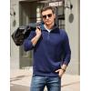 imageCOOFANDY Mens Quarter Zip Pullover Mock Neck Quilted Sweatshirt Casual Long Sleeve Polo SweaterNavy Blue