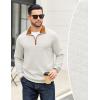 imageCOOFANDY Mens Quarter Zip Pullover Mock Neck Quilted Sweatshirt Casual Long Sleeve Polo SweaterWhite