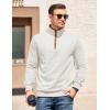 imageCOOFANDY Mens Quarter Zip Pullover Mock Neck Quilted Sweatshirt Casual Long Sleeve Polo SweaterWhite