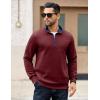 imageCOOFANDY Mens Quarter Zip Pullover Mock Neck Quilted Sweatshirt Casual Long Sleeve Polo SweaterWine Red