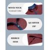 imageCOOFANDY Mens Quarter Zip Pullover Mock Neck Quilted Sweatshirt Casual Long Sleeve Polo SweaterWine Red