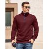 imageCOOFANDY Mens Quarter Zip Pullover Mock Neck Quilted Sweatshirt Casual Long Sleeve Polo SweaterWine Red