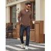 imageCOOFANDY Mens Quarter Zip Pullover Mock Neck Quilted Sweatshirt Lightweight Slim Fit Casual Long Sleeve Polo ShirtBrown