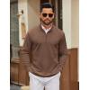 imageCOOFANDY Mens Quarter Zip Pullover Mock Neck Quilted Sweatshirt Lightweight Slim Fit Casual Long Sleeve Polo ShirtBrown