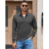 imageCOOFANDY Mens Quarter Zip Pullover Mock Neck Quilted Sweatshirt Lightweight Slim Fit Casual Long Sleeve Polo ShirtDark Grey
