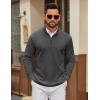 imageCOOFANDY Mens Quarter Zip Pullover Mock Neck Quilted Sweatshirt Lightweight Slim Fit Casual Long Sleeve Polo ShirtDark Grey
