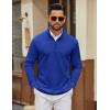 imageCOOFANDY Mens Quarter Zip Pullover Mock Neck Quilted Sweatshirt Lightweight Slim Fit Casual Long Sleeve Polo ShirtDeep Blue