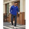 imageCOOFANDY Mens Quarter Zip Pullover Mock Neck Quilted Sweatshirt Lightweight Slim Fit Casual Long Sleeve Polo ShirtDeep Blue