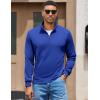 imageCOOFANDY Mens Quarter Zip Pullover Mock Neck Quilted Sweatshirt Lightweight Slim Fit Casual Long Sleeve Polo ShirtDeep Blue