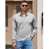 imageCOOFANDY Mens Quarter Zip Pullover Mock Neck Quilted Sweatshirt Lightweight Slim Fit Casual Long Sleeve Polo ShirtLight Grey