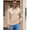 imageCOOFANDY Mens Quarter Zip Pullover Mock Neck Quilted Sweatshirt Lightweight Slim Fit Casual Long Sleeve Polo ShirtLight Khaki