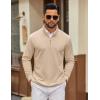 imageCOOFANDY Mens Quarter Zip Pullover Mock Neck Quilted Sweatshirt Lightweight Slim Fit Casual Long Sleeve Polo ShirtLight Khaki