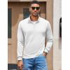 imageCOOFANDY Mens Quarter Zip Pullover Mock Neck Quilted Sweatshirt Lightweight Slim Fit Casual Long Sleeve Polo ShirtWhite