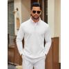 imageCOOFANDY Mens Quarter Zip Pullover Mock Neck Quilted Sweatshirt Lightweight Slim Fit Casual Long Sleeve Polo ShirtWhite