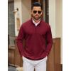 imageCOOFANDY Mens Quarter Zip Pullover Mock Neck Quilted Sweatshirt Lightweight Slim Fit Casual Long Sleeve Polo ShirtWine Red