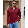 imageCOOFANDY Mens Quarter Zip Pullover Mock Neck Quilted Sweatshirt Lightweight Slim Fit Casual Long Sleeve Polo ShirtWine Red