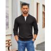 imageCOOFANDY Mens Quarter Zip Pullover Slim Fit Knit Sweater Lightweight Mock Neck Casual SweatersBlack