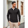 imageCOOFANDY Mens Quarter Zip Pullover Slim Fit Knit Sweater Lightweight Mock Neck Casual SweatersBlack