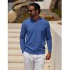 imageCOOFANDY Mens Quarter Zip Pullover Slim Fit Knit Sweater Lightweight Mock Neck Casual SweatersBlue