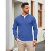 imageCOOFANDY Mens Quarter Zip Pullover Slim Fit Knit Sweater Lightweight Mock Neck Casual SweatersBlue