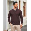 imageCOOFANDY Mens Quarter Zip Pullover Slim Fit Knit Sweater Lightweight Mock Neck Casual SweatersBrown
