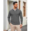 imageCOOFANDY Mens Quarter Zip Pullover Slim Fit Knit Sweater Lightweight Mock Neck Casual SweatersDark Grey