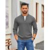 imageCOOFANDY Mens Quarter Zip Pullover Slim Fit Knit Sweater Lightweight Mock Neck Casual SweatersDark Grey