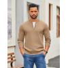 imageCOOFANDY Mens Quarter Zip Pullover Slim Fit Knit Sweater Lightweight Mock Neck Casual SweatersDark Khaki