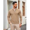 imageCOOFANDY Mens Quarter Zip Pullover Slim Fit Knit Sweater Lightweight Mock Neck Casual SweatersDark Khaki