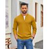imageCOOFANDY Mens Quarter Zip Pullover Slim Fit Knit Sweater Lightweight Mock Neck Casual SweatersLight Brown