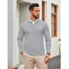 imageCOOFANDY Mens Quarter Zip Pullover Slim Fit Knit Sweater Lightweight Mock Neck Casual SweatersLight Grey