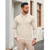 imageCOOFANDY Mens Quarter Zip Pullover Slim Fit Knit Sweater Lightweight Mock Neck Casual SweatersLight Khaki