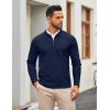 imageCOOFANDY Mens Quarter Zip Pullover Slim Fit Knit Sweater Lightweight Mock Neck Casual SweatersNavy Blue