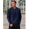 imageCOOFANDY Mens Quarter Zip Pullover Slim Fit Knit Sweater Lightweight Mock Neck Casual SweatersNavy Blue