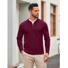 imageCOOFANDY Mens Quarter Zip Pullover Slim Fit Knit Sweater Lightweight Mock Neck Casual SweatersWine Red