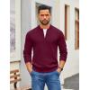 imageCOOFANDY Mens Quarter Zip Pullover Slim Fit Knit Sweater Lightweight Mock Neck Casual SweatersWine Red