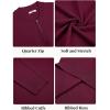 imageCOOFANDY Mens Quarter Zip Pullover Slim Fit Knit Sweater Lightweight Mock Neck Casual SweatersWine Red