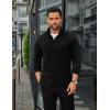 imageCOOFANDY Mens Quarter Zip Up Pullover Long Sleeve Sweatshirt Mock Neck Golf Polo SweaterBlack