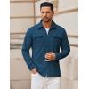 imageCOOFANDY Mens Shirt Jacket Long Sleeve Overshirt Casual Button Down Shacket Thermal Shirts with PocketsDenim Blue
