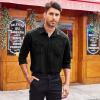 imageCOOFANDY Mens Shirt Slim Fit Dress Solid Button Down Work Business with Pockets 01Black Large Long Sleeve