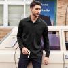 imageCOOFANDY Mens Shirt Slim Fit Dress Solid Button Down Work Business with Pockets 01Black Large Long Sleeve
