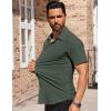 imageCOOFANDY Mens Short Sleeve Dress Shirts Stretch Wrinkle Free Button Down Shirt Casual Summer TopArmy Green