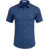imageCOOFANDY Mens Short Sleeve Dress Shirts Stretch Wrinkle Free Button Down Shirt Casual Summer TopBlue