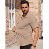 imageCOOFANDY Mens Short Sleeve Dress Shirts Stretch Wrinkle Free Button Down Shirt Casual Summer TopKhaki