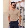 imageCOOFANDY Mens Short Sleeve Dress Shirts Stretch Wrinkle Free Button Down Shirt Casual Summer TopKhaki