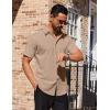 imageCOOFANDY Mens Short Sleeve Dress Shirts Stretch Wrinkle Free Button Down Shirt Casual Summer TopKhaki