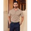 imageCOOFANDY Mens Short Sleeve Dress Shirts Stretch Wrinkle Free Button Down Shirt Casual Summer TopKhaki
