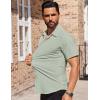 imageCOOFANDY Mens Short Sleeve Dress Shirts Stretch Wrinkle Free Button Down Shirt Casual Summer TopLight Green